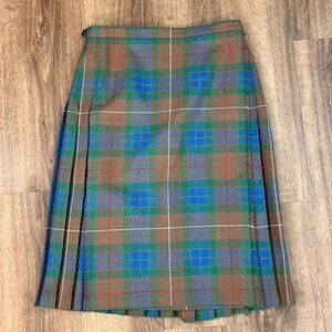 Jedburgh Kiltmakers Brown Blue Pleated Wool Kilt Scotland Sz 16